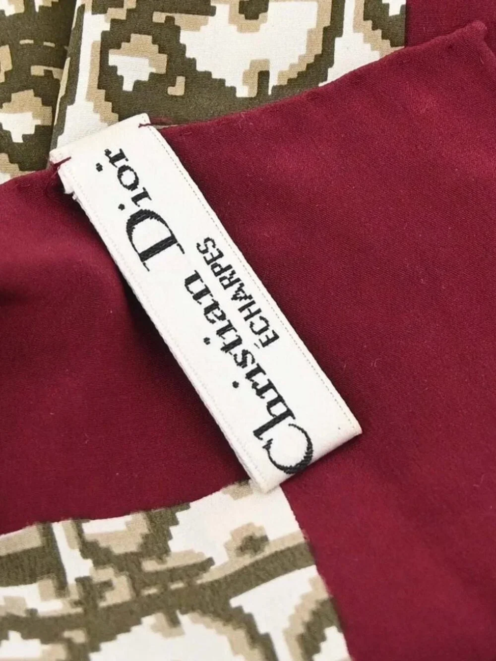 Christian Dior Brown Bordeaux Trotter Scarf Stole Small Good 188875